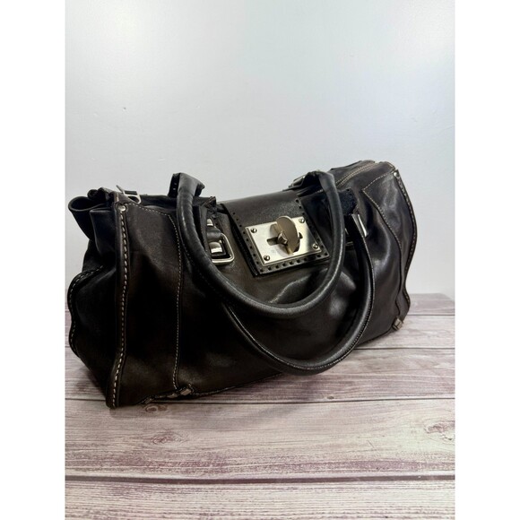 TENTAZIONE DUE Italian Brown Genuine Leather Shoulder Bag Purse Handbag Italy - Picture 2 of 16